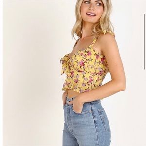 For Love and Lemons Beaumont Top Floral Yellow